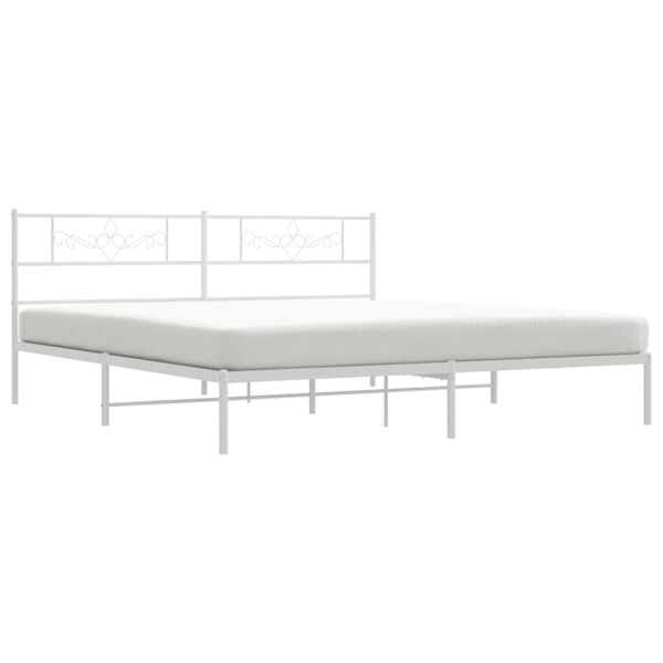 vidaXL Cadre de lit m&eacute;tal sans matelas et t&ecirc;te de lit blanc 200x200 cm
