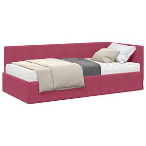 vidaXL Cadre de lit d'angle avec matelas 2 pcs Vert Velours