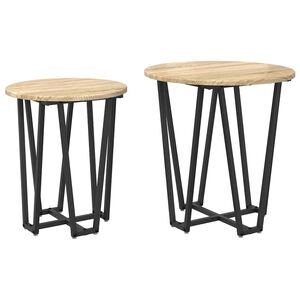vidaXL Ensemble de tables d'appoint 2 pc Ch&ecirc;ne Sonoma et noir