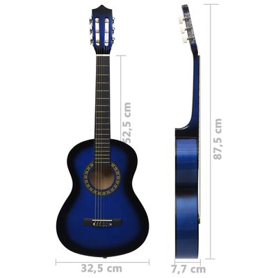 vidaXL Guitare classique avec sac de débutants et enfants Bleu 1/2 34"