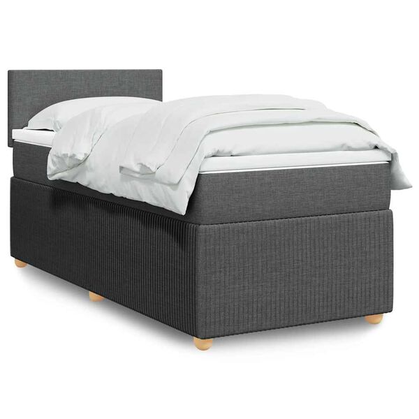 vidaXL Sommier &agrave; lattes de lit avec matelas Gris fonc&eacute; 90x200 cm Tissu
