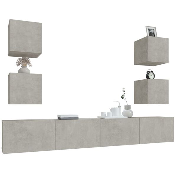 vidaXL Ensemble de meubles TV 6 pcs Gris béton Bois d'ingénierie