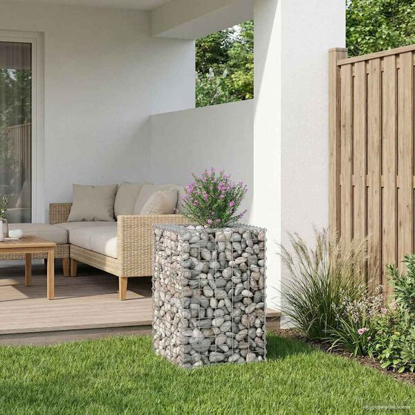 vidaXL Lit sur&eacute;lev&eacute; gabion Argent&eacute; 50 x 50 x 80 cm Acier galvanis&eacute;