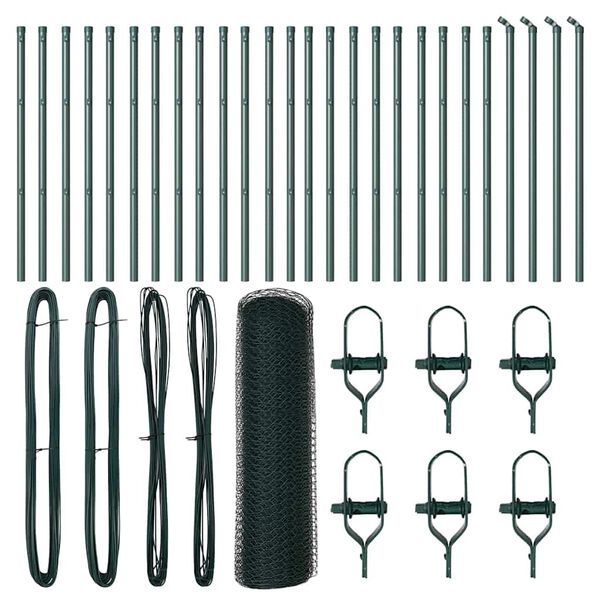 vidaXL Poteau de clôture. Vert 50 x 0,6 m (maillage de 25 mm)