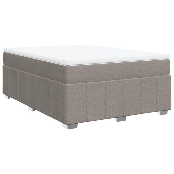 vidaXL Sommier &agrave; lattes de lit avec matelas Taupe 140x200 cm Tissu