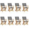 vidaXL Chaises de jardin pliantes lot de 8 noir poly rotin bois massif