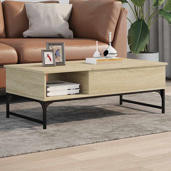 vidaXL Table basse chêne sonoma 100x50x35cm bois d'ingénierie et métal