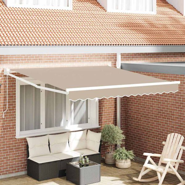 vidaXL Auvent R&eacute;tractable Beige 350 x 250 cm Polyester et Aluminium