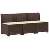 vidaXL Canap&eacute; de jardin 3 places avec coussins look rattan PP Marron