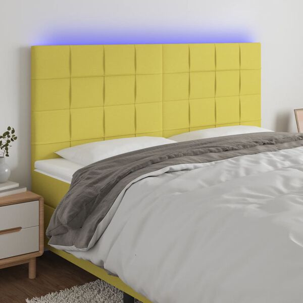 vidaXL T&ecirc;te de lit &agrave; LED Vert 160x5x118/128 cm Tissu