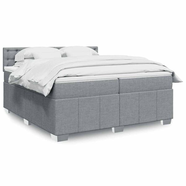 vidaXL Sommier à lattes de lit avec matelas Gris clair 200x200cm Tissu