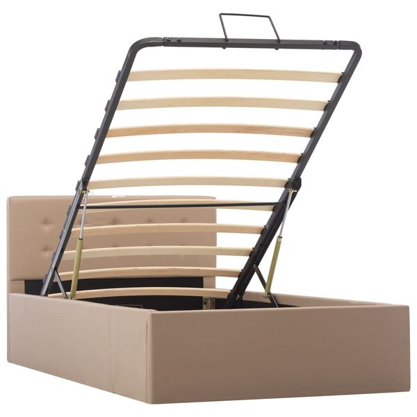 vidaXL Cadre de lit à stockage Cappuccino Similicuir 100x200cm