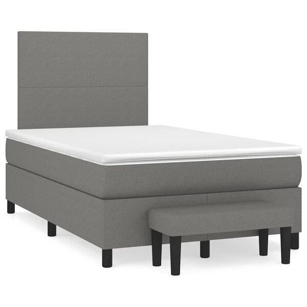 vidaXL Sommier &agrave; lattes de lit avec matelas gris fonc&eacute; 120x190cm tissu
