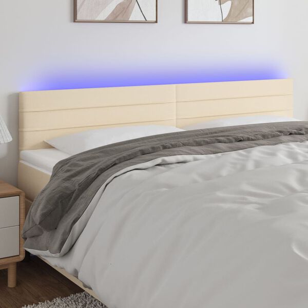 vidaXL T&ecirc;te de lit &agrave; LED Cr&egrave;me 160x5x78/88 cm Tissu