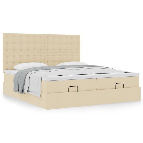 VidaXL Cadre de lit ottoman avec matelas cr&egrave;me 180x200 cm tissu