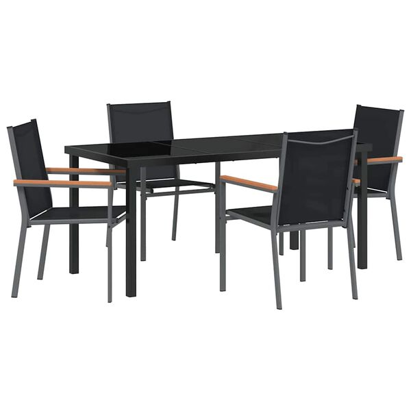 vidaXL Ensemble de salle &agrave; manger pour jardin 5 pcs Noir