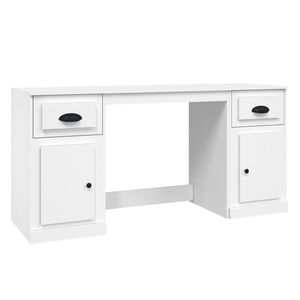 vidaXL Bureau avec armoire blanc bois d'ing&eacute;nierie