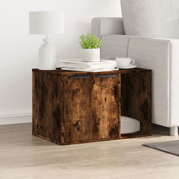 vidaXL Meuble de bac à litière pour chat chêne fumé bois d'ingénierie