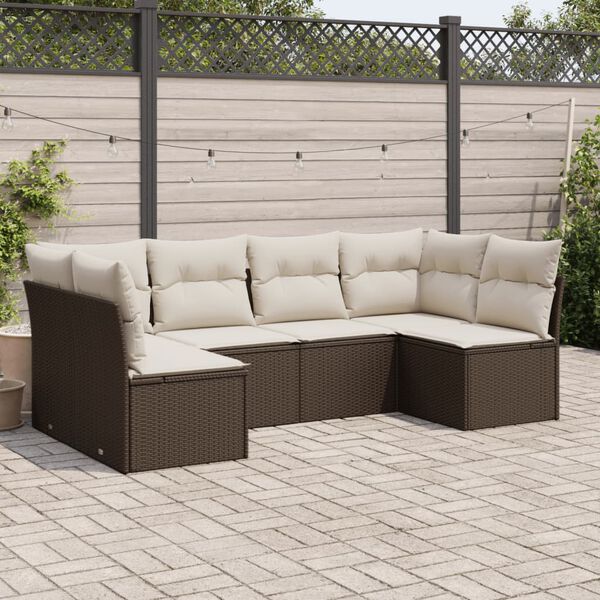 vidaXL Salon de jardin avec coussins 6 pcs marron r&eacute;sine tress&eacute;e