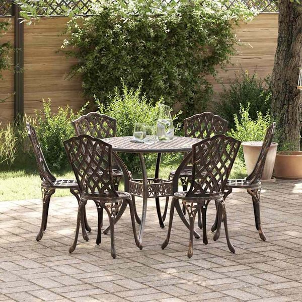 vidaXL Ensemble de salle &agrave; manger pour jardin 7 pcs Bronze Aluminium