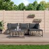 vidaXL Salon de jardin 4 pcs avec coussins anthracite résine tressée