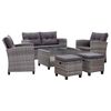 vidaXL Salon de jardin 6 pcs avec coussins R&eacute;sine tress&eacute;e Gris fonc&eacute;