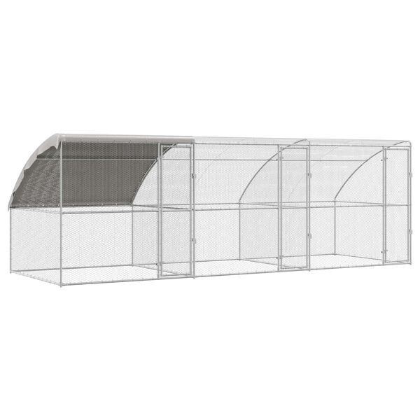 vidaXL Cage &agrave; poules 3 pcs Argent&eacute; 600 x 200 x 200 cm Acier et PE
