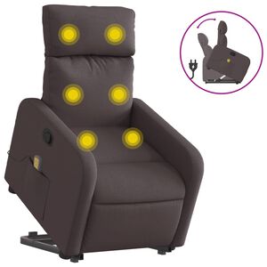 vidaXL Fauteuil inclinable de massage Marron fonc&eacute; Tissu