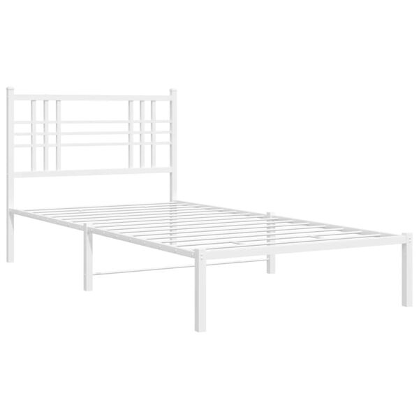 vidaXL Cadre de lit métal sans matelas avec tête de lit blanc 90x190cm