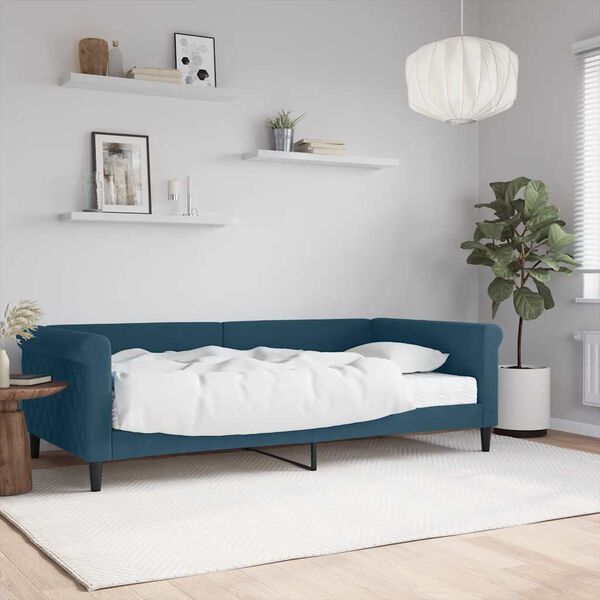 vidaXL Lit de jour avec matelas bleu 100x200 cm velours