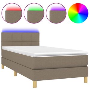 vidaXL Sommier &agrave; lattes de lit avec matelas LED Taupe 80x200 cm Tissu