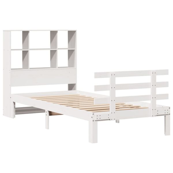 vidaXL Lit biblioth&egrave;que sans matelas blanc 90x190cm bois de pin massif