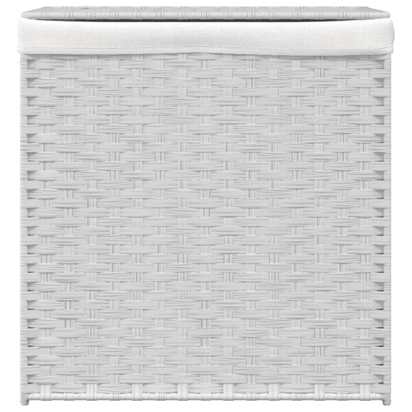 vidaXL Panier à linge avec 2 sections blanc 53x35x57 cm résine tressée