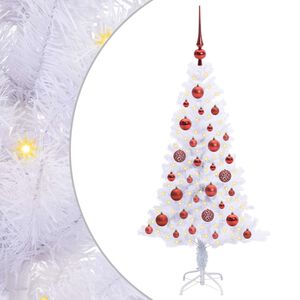 vidaXL Sapin de No&euml;l artificiel avec 150 LED Blanc 120 cm PVC et Acier