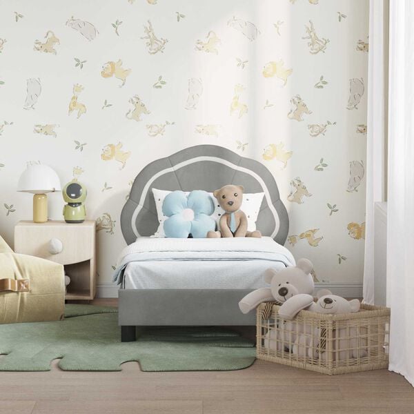 vidaXL Cadre de lit pour tout-petit avec tête de lit Gris clair