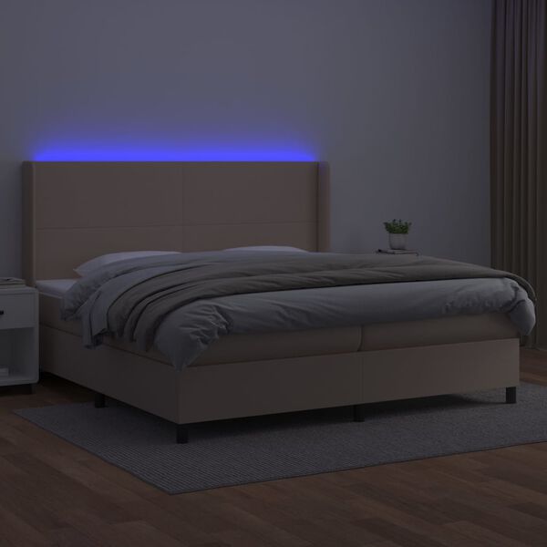 vidaXL Sommier &agrave; lattes de lit matelas LED Cappuccino 200x200 cm