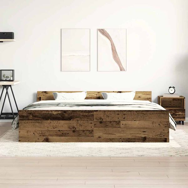 vidaXL Cadre de lit sans matelas vieux bois 160x200 cm bois ing&eacute;nierie