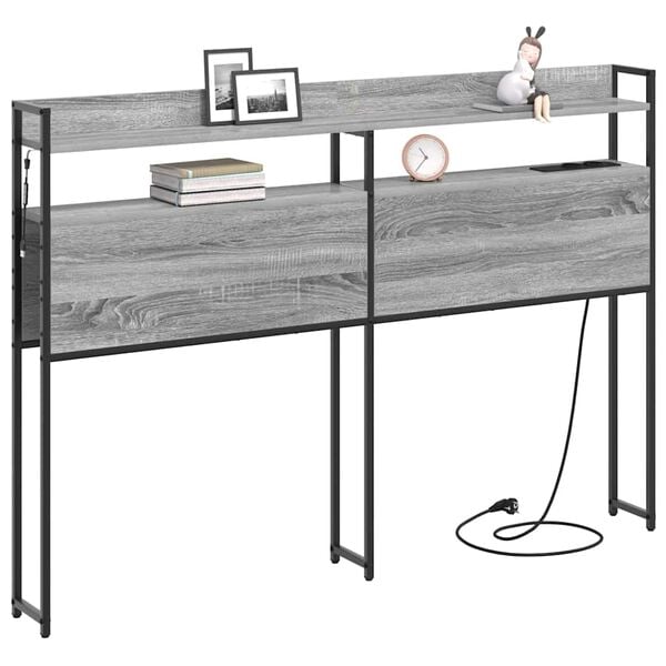 vidaXL T&ecirc;te de lit avec &eacute;tag&egrave;re Sonoma gris 120 cm Bois d'ing&eacute;nierie