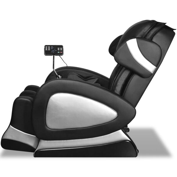 vidaXL Fauteuil de massage avec écran Noir Similicuir