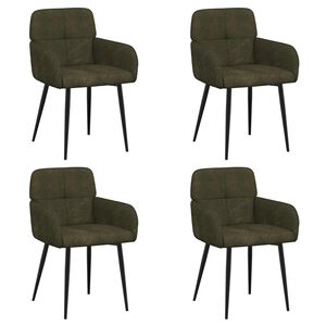 vidaXL Chaises de salle &agrave; manger 4 pc Simili daim Vert arm&eacute;e