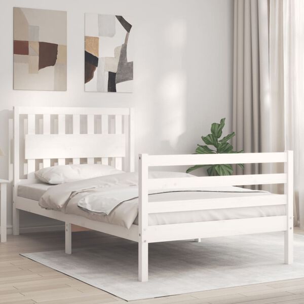 vidaXL Cadre de lit sans matelas blanc 100x200 cm bois massif