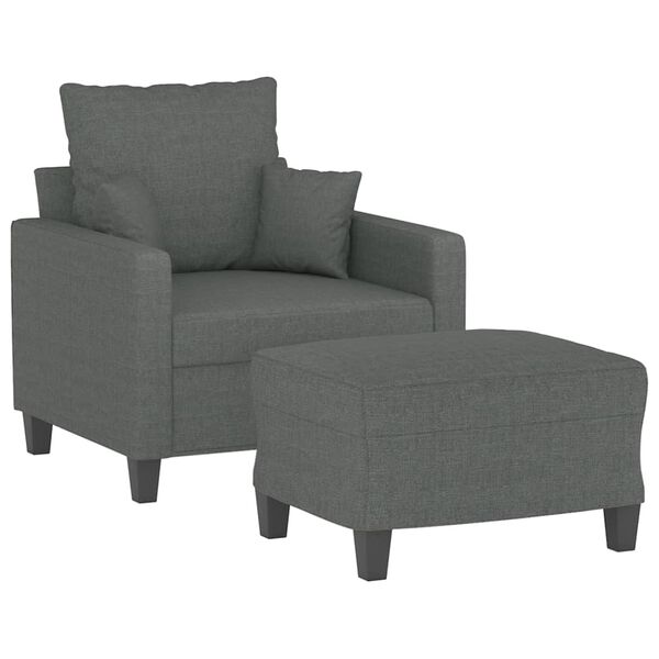 vidaXL Fauteuil avec repose-pied Gris foncé 60 cm Tissu