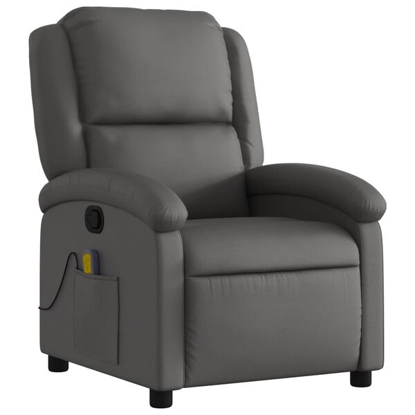 vidaXL Fauteuil de massage inclinable gris cuir v&eacute;ritable