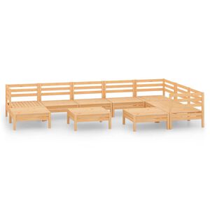 vidaXL Salon de jardin 10 pcs Bois de pin massif