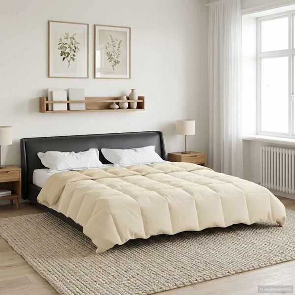 vidaXL Duvet d'&eacute;t&eacute; simple Matelass&eacute; Cr&egrave;me 220 x 260 cm Microfibre