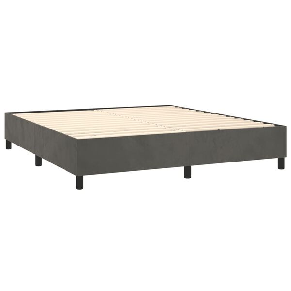 vidaXL Sommier &agrave; lattes de lit et matelas Gris fonc&eacute; 200x200cm Velours