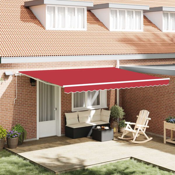 vidaXL Auvent R&eacute;tractable Rouge 450 &times; 300 cm Tissu et acier