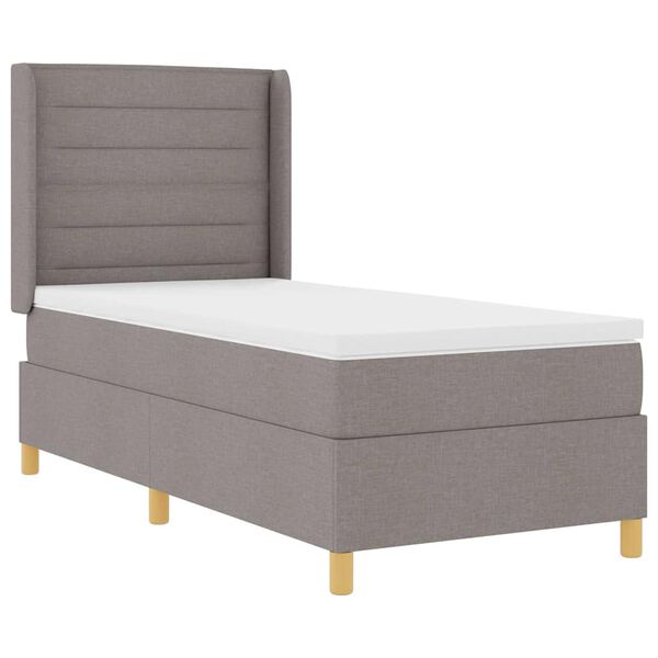 vidaXL Lit &agrave; ressorts avec matelas Taupe 90 x 200 cm tissu