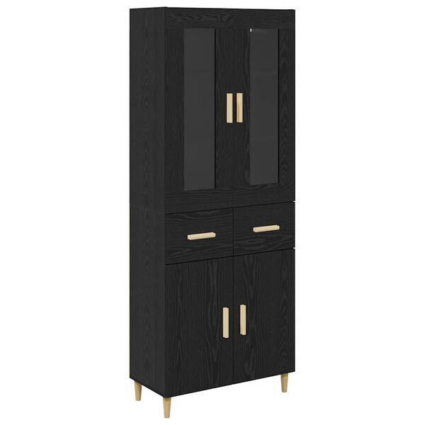 vidaXL Haut Armoire Ch&ecirc;ne noir 69,5 x 34 x 180 cm Bois d'ing&eacute;nierie