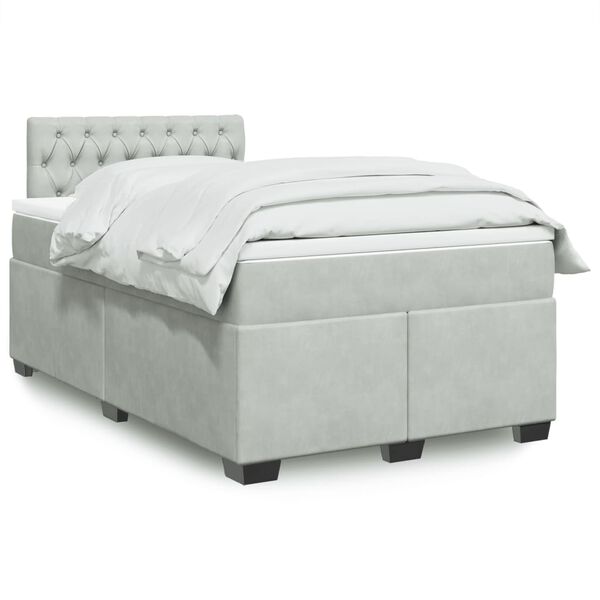 vidaXL Sommier &agrave; lattes de lit et matelas gris clair 120x190cm velours